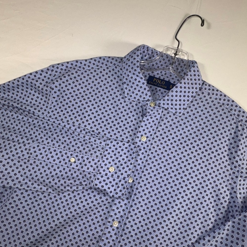 Polo Ralph Lauren Mens XL Blue Geometric Medallion Print Button Down Shirt